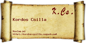 Kordos Csilla névjegykártya